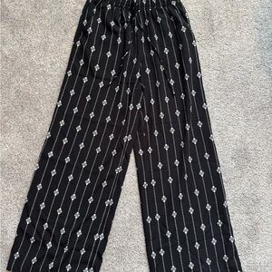 Joe Benbasset Black and White Geometric Wide Leg Pants
